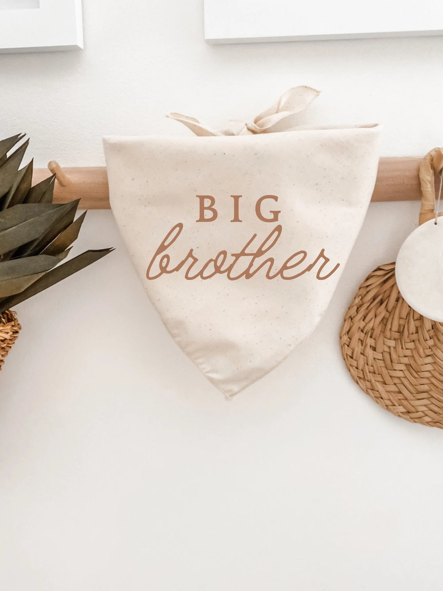 Big Brother Dog Bandana for Pregnancy Announcement | Maternity Photoshoot | Baby shower Gift| Neutral | Boho | Natural Linen | Aesthetic | Oatmeal Beige